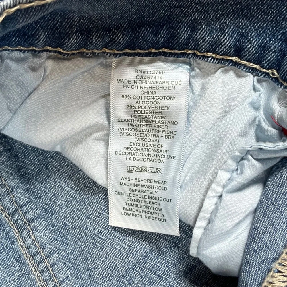 New True Religion Geno Big T Flap Jeans Men 33 Blue Relaxed Slim Red Stitch NWT